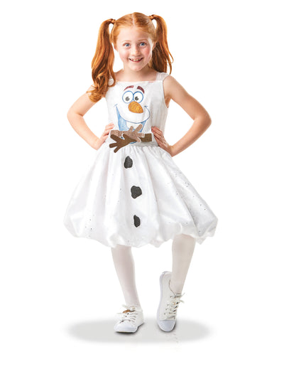 Costum Olaf animat Frozen 2 lux pentru fată alb cu paiete
