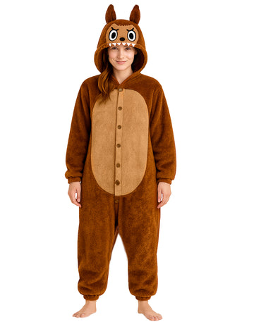 Costum de pluș monstru maro pentru femei 