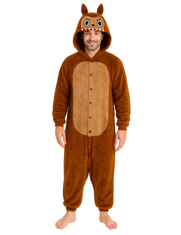 Costum de pluș monstru maro pentru bărbat 