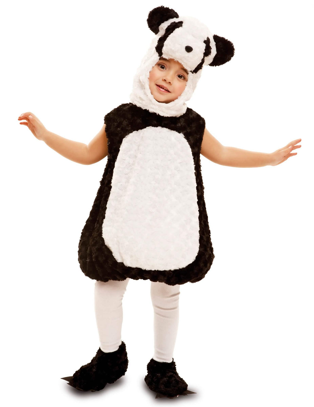 Costum de mic panda pentru copil alb și negru din pluș