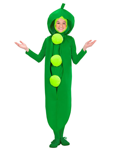 Déguisement petit pois pour enfant vert avec capuche et pois en relief