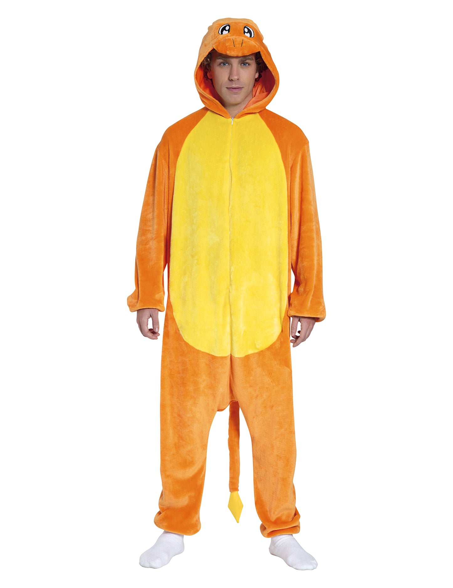 Vue d'ensemble de face du déguisement petit rongeur pour adulte orange