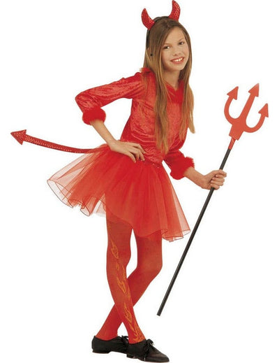 Costum de mică diavoliță pentru fetiță roșu cu tutu