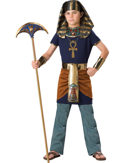 Costum de faraon pentru copii bleu marin și auriu luxos