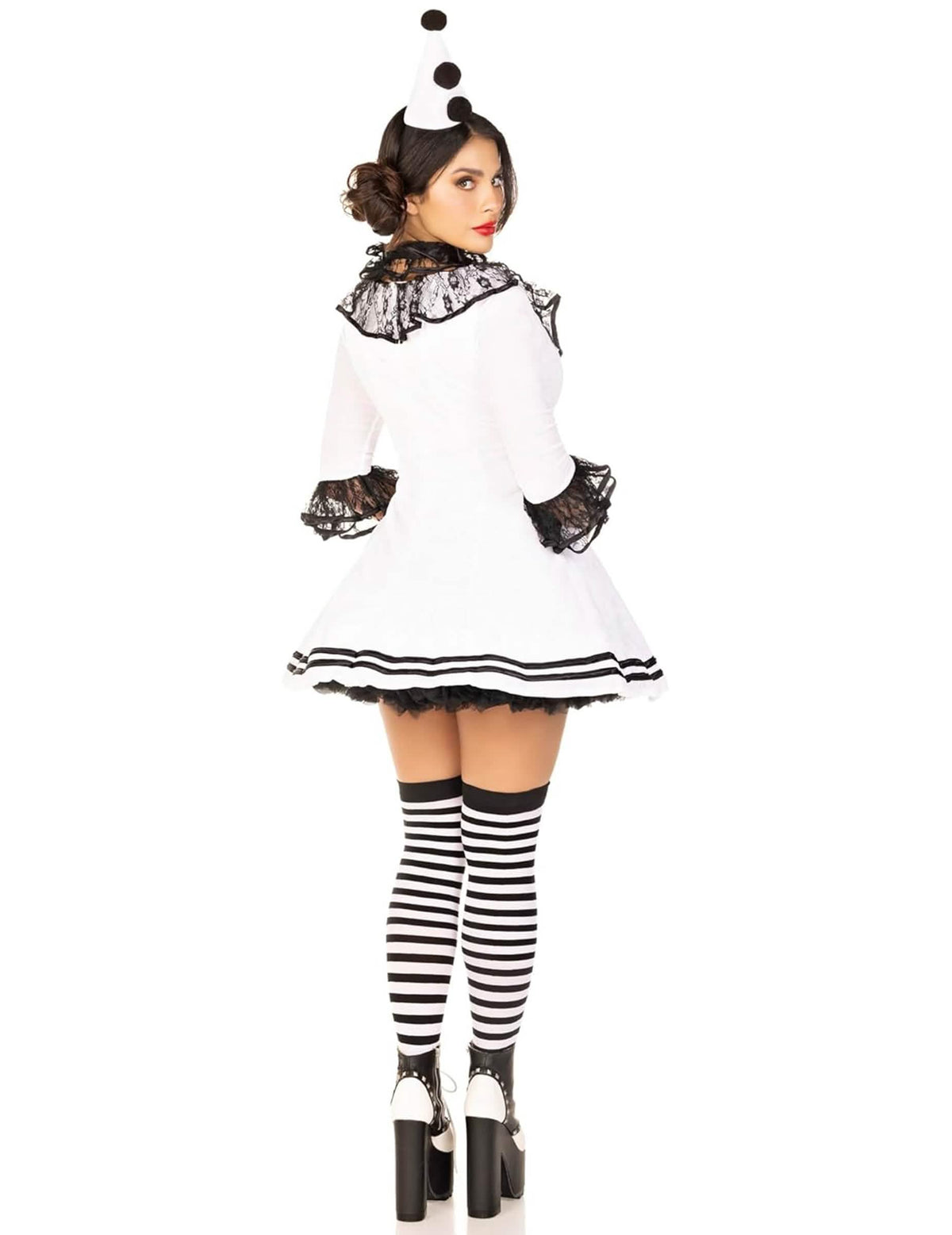 Vedere din spate a costumului pierrot alb sexy