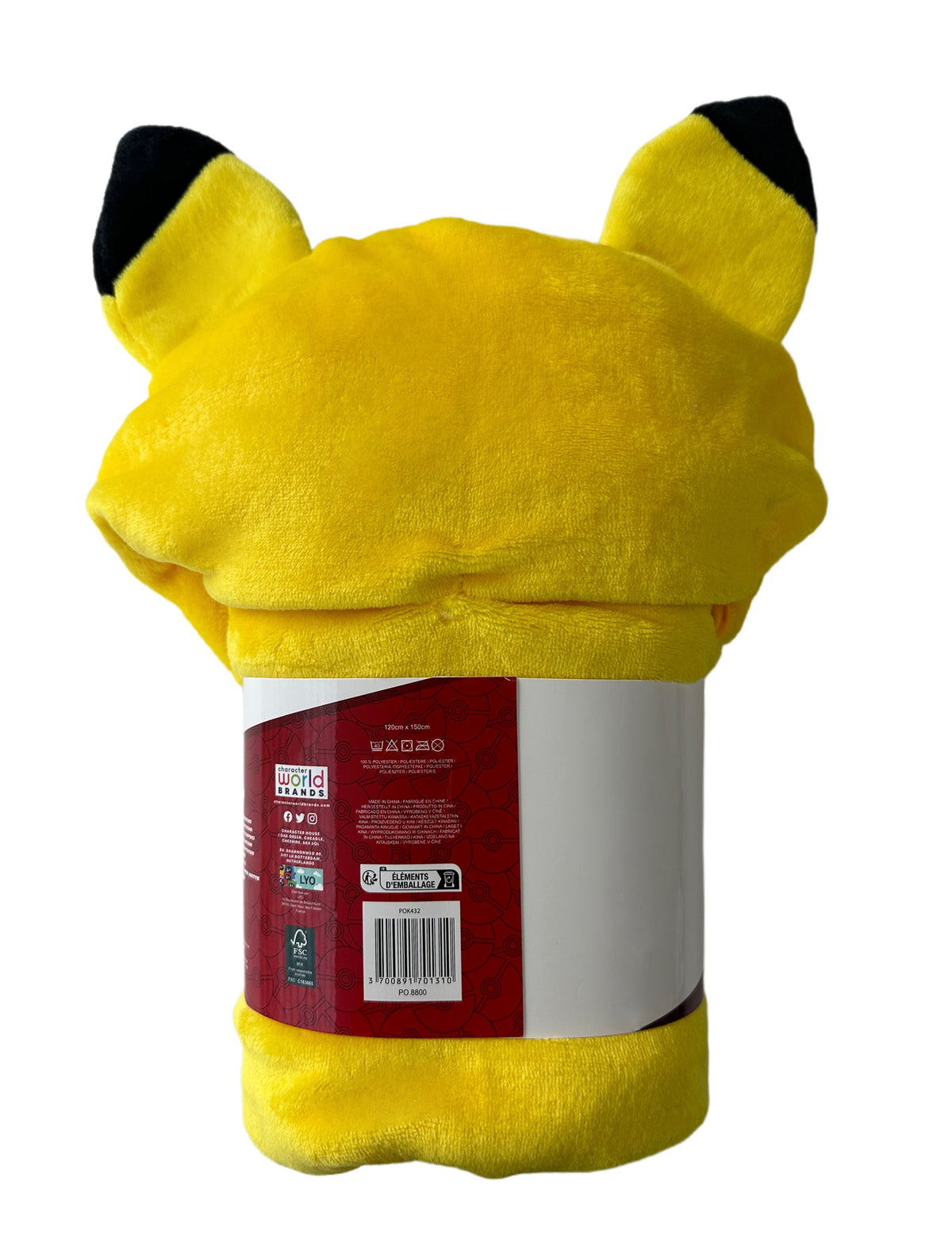 Vue arrière de l'emballage du déguisement plaid polaire à capuche Pikachu Pokémon™