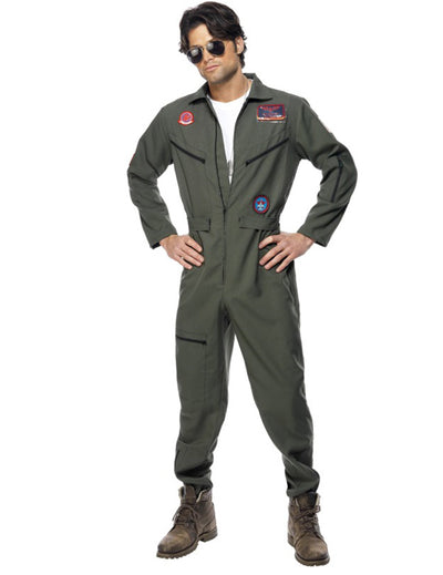 Costum de pilot de linie Top Gun pentru bărbați, verde kaki