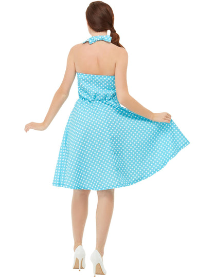 Femeie cu costum retro albastru pin-up