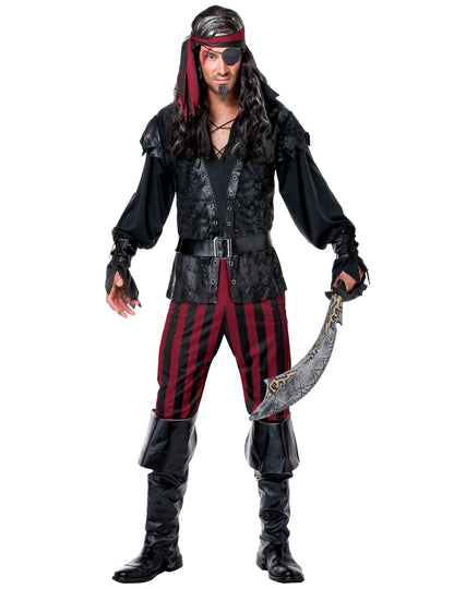 Vedere de ansamblu a costumului de Pirat cu dungi pentru bărbați