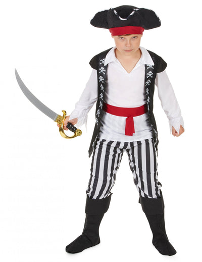 Déguisement de pirate pour garçon avec rayures noires et blanches