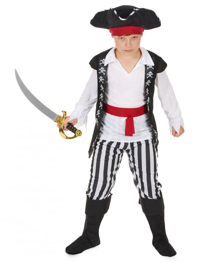 Déguisement de pirate pour garçon avec rayures noires et blanches