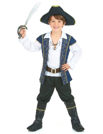 Costum pirat de băiat albastru și alb