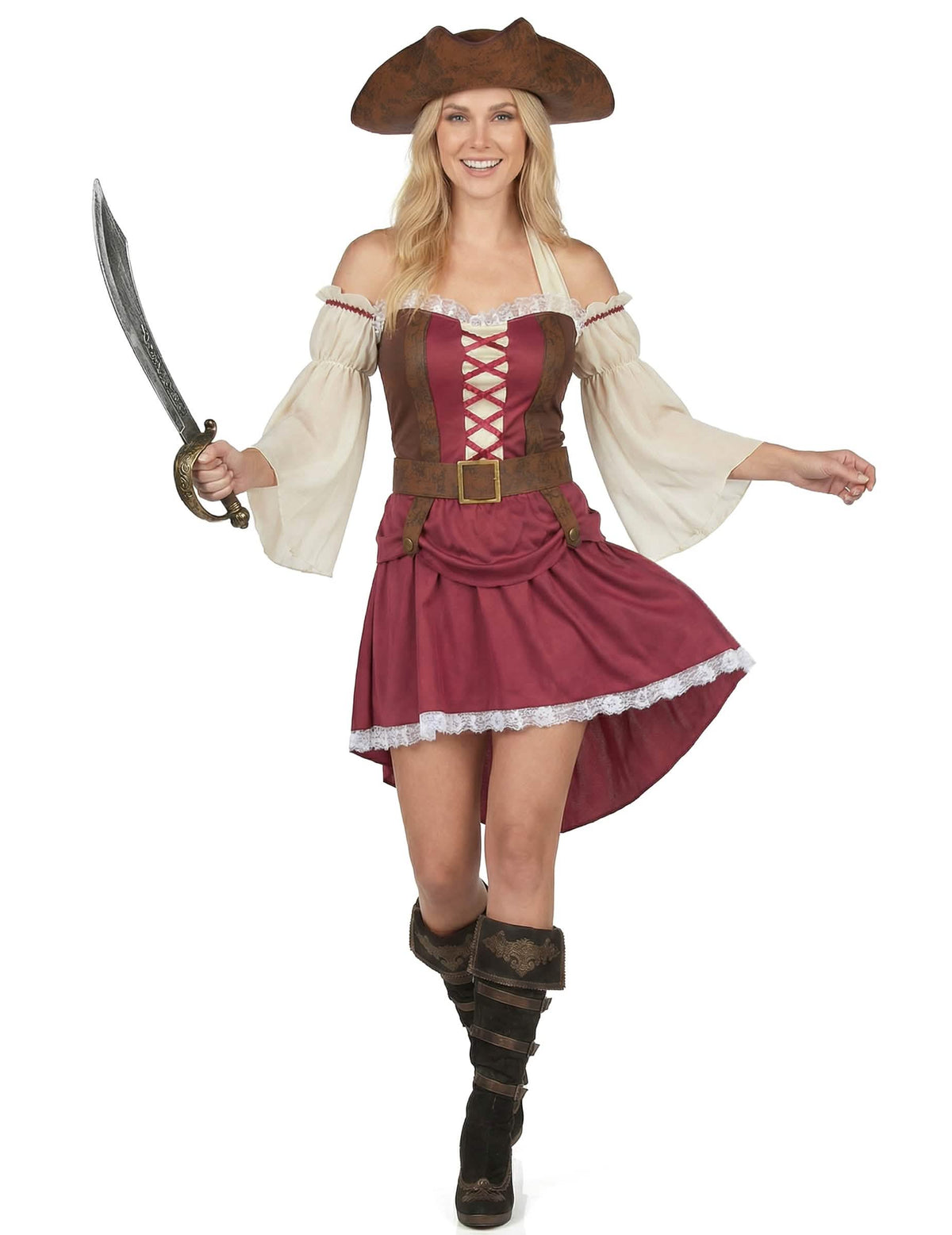 Sabie ținută în mână pentru costumul de pirat bordo sexy pentru femeie