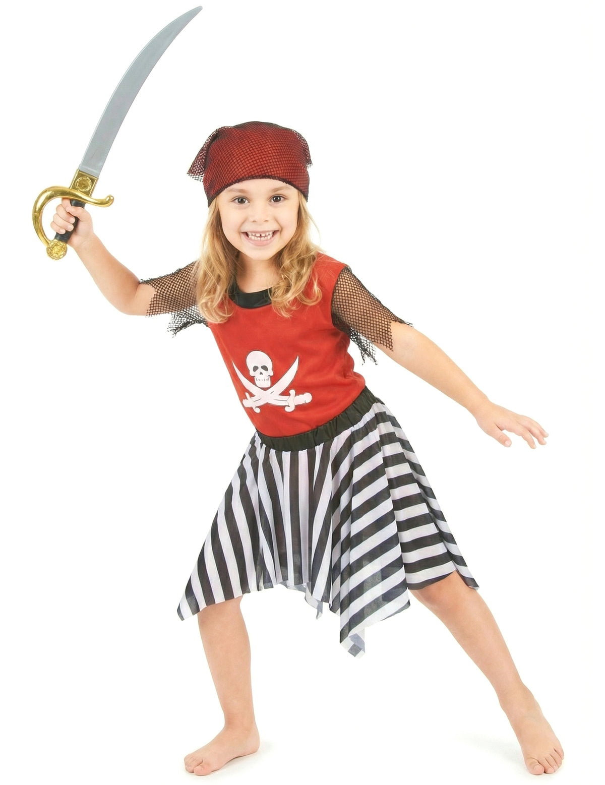 Vue de dos du déguisement pirate corsaire pour fille