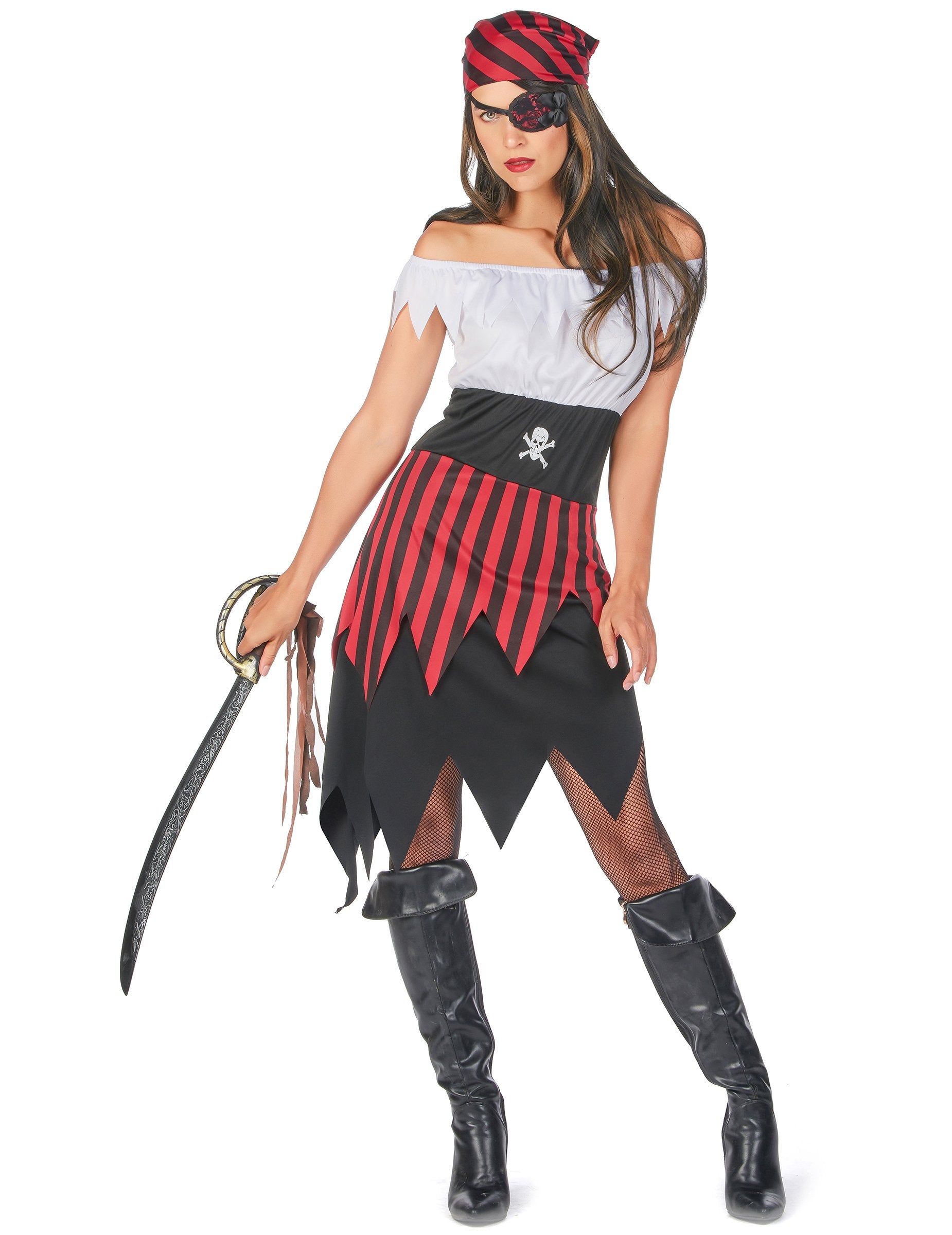 Săbie ținută cu costumul de pirat cu dantelă pentru femei