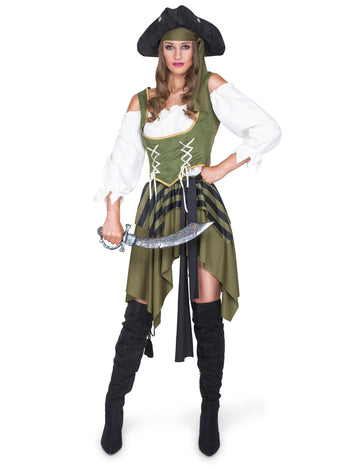 Green Flibustière Pirate Costum Femeie