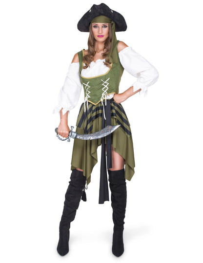 Green Flibustière Pirate Costum Femeie