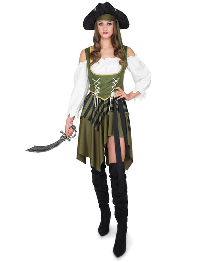 Green Flibustière Pirate Costum Femeie