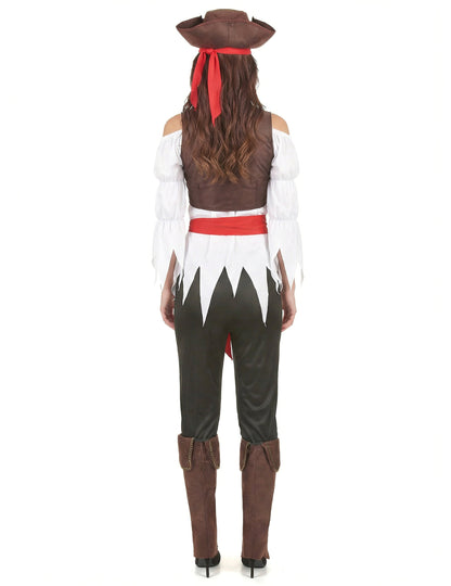 Vue de dos du déguisement de pirate pour femme