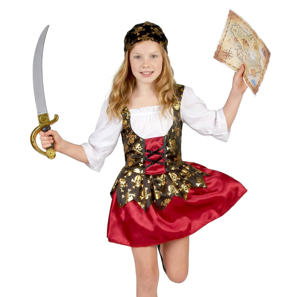 Sabie și hartă a comorii pentru costumul de pirat cu motive aurii