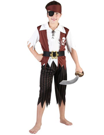 Costum pirat al băiatului alb -negru