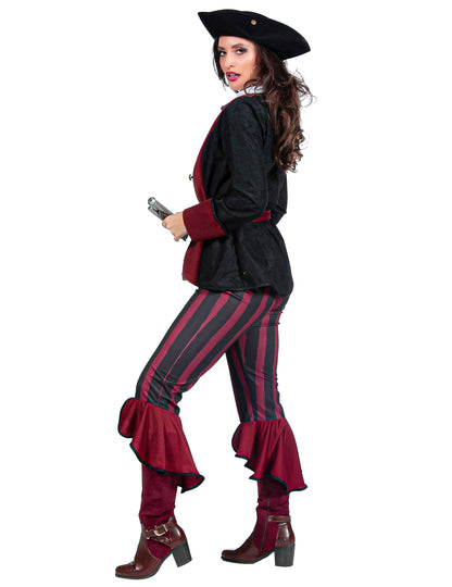 Costum de pirat negru și bordo, lux, femei