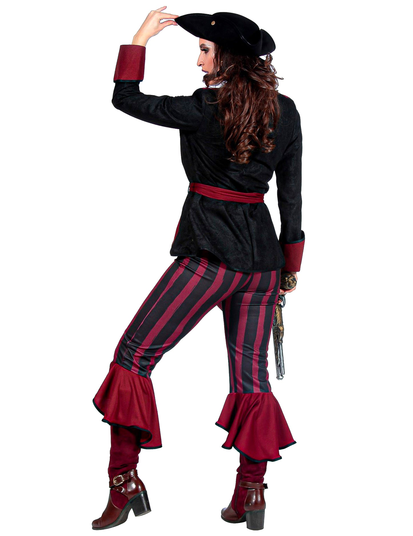 Costum de pirat negru și bordo, lux, femei