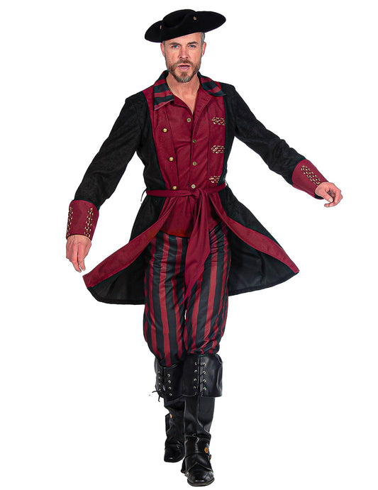 Déguisement pirate noir et bordeaux luxe homme