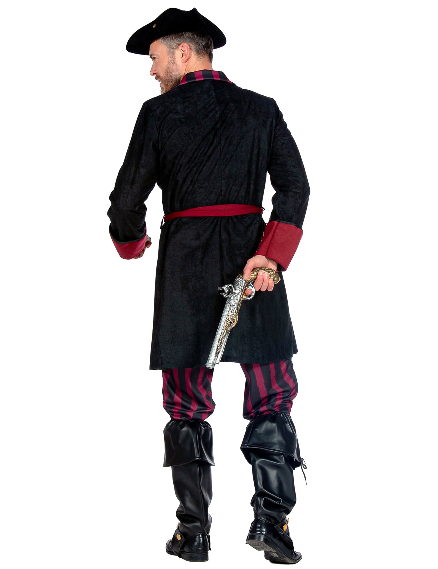 Costum de pirat negru și bordo, lux, bărbați