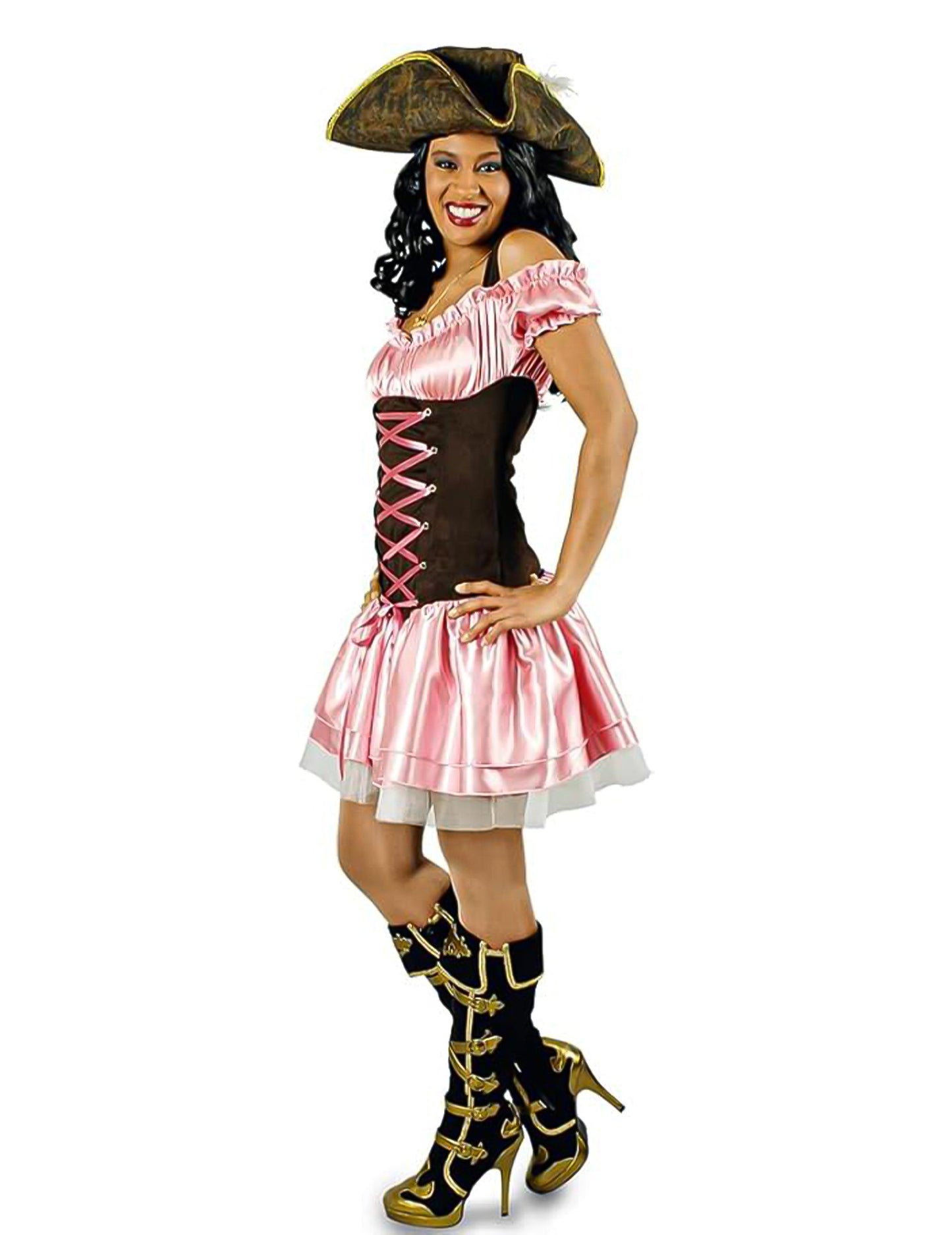 Costum de pirați roz maro feminin
