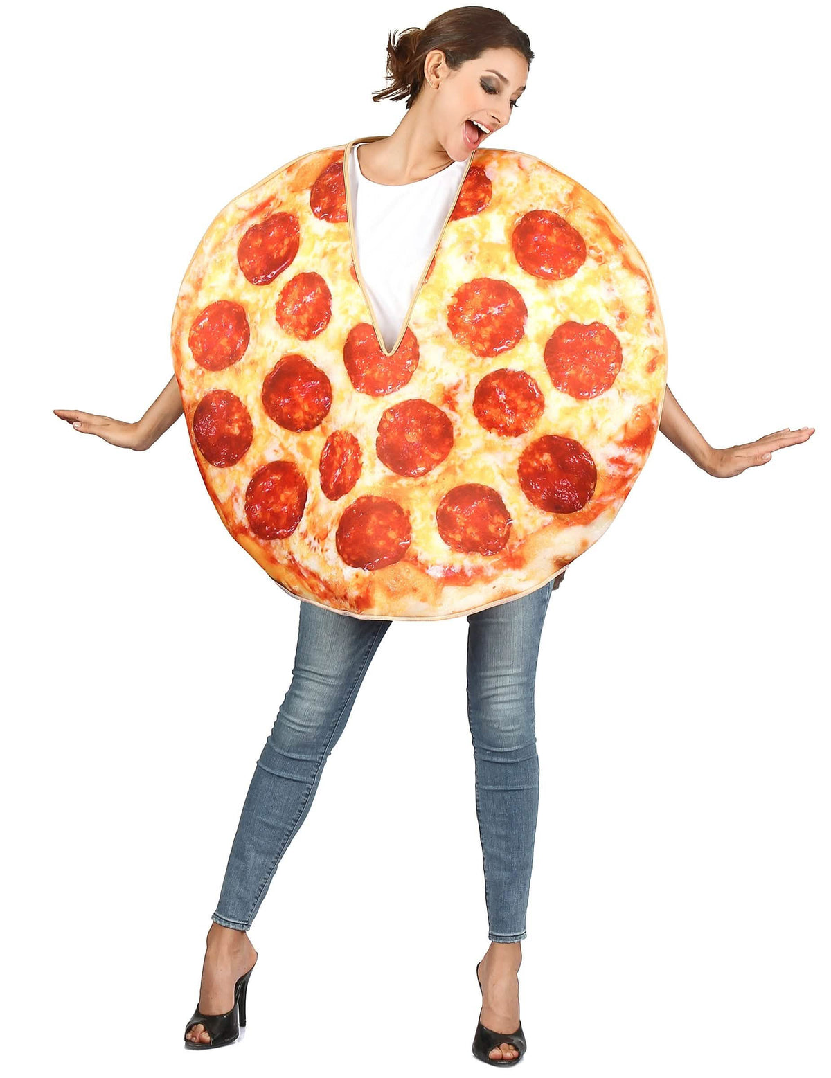 Costume de pizza pentru adult cu pepperoni