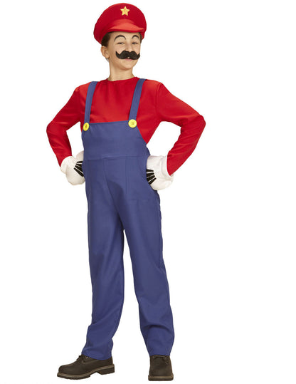 Costum de instalator roșu pentru copii