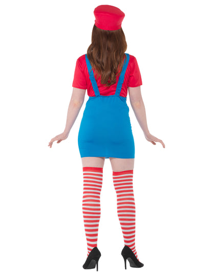 Femeie cu costum de instalator roșu