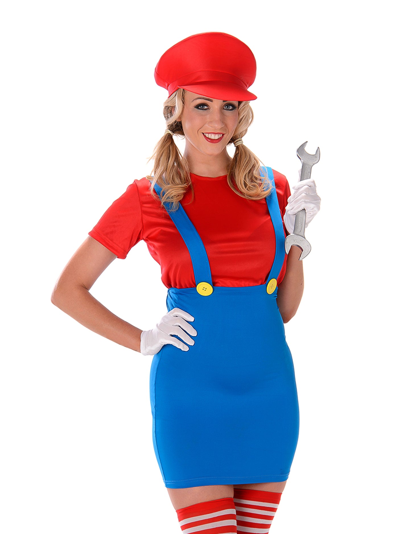 Femeie cu costum de instalator roșu