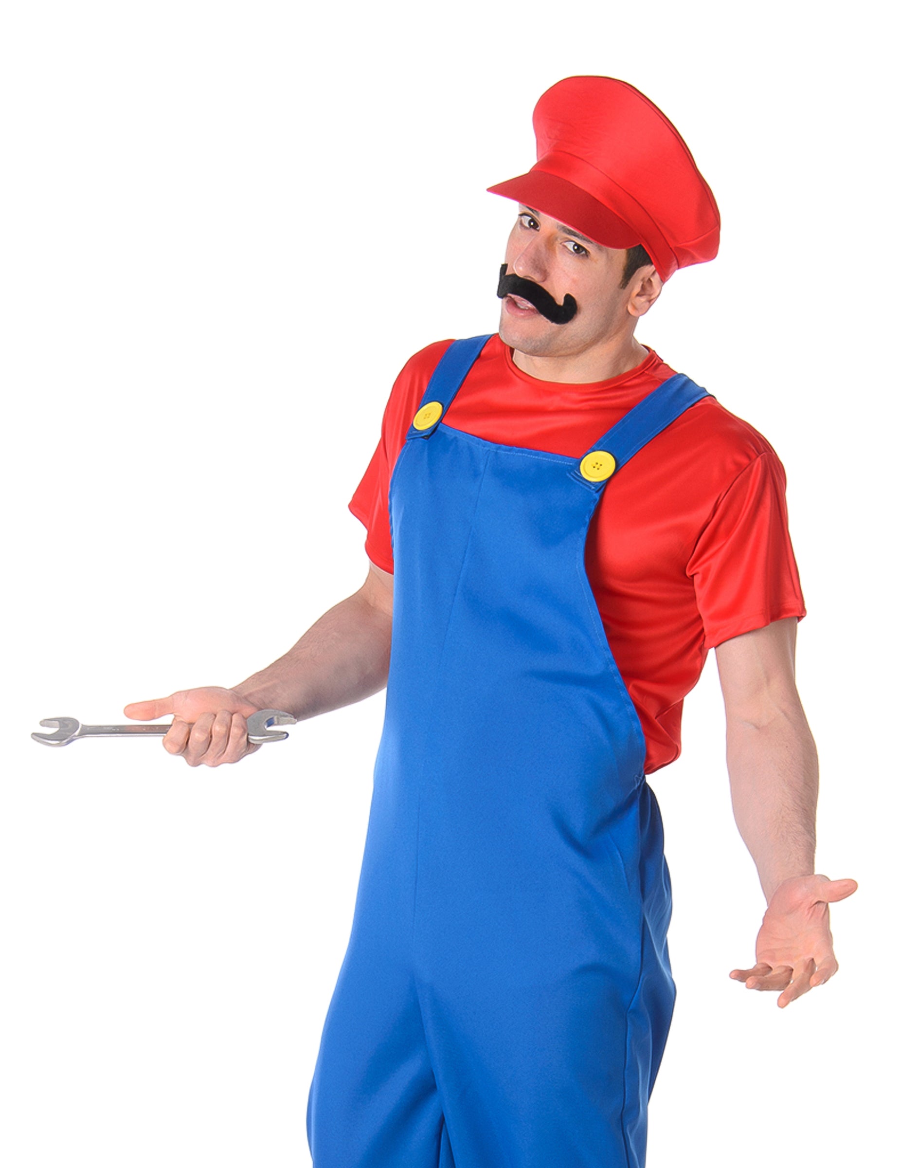 Moustache et clé plate du déguisement de plombier pour homme