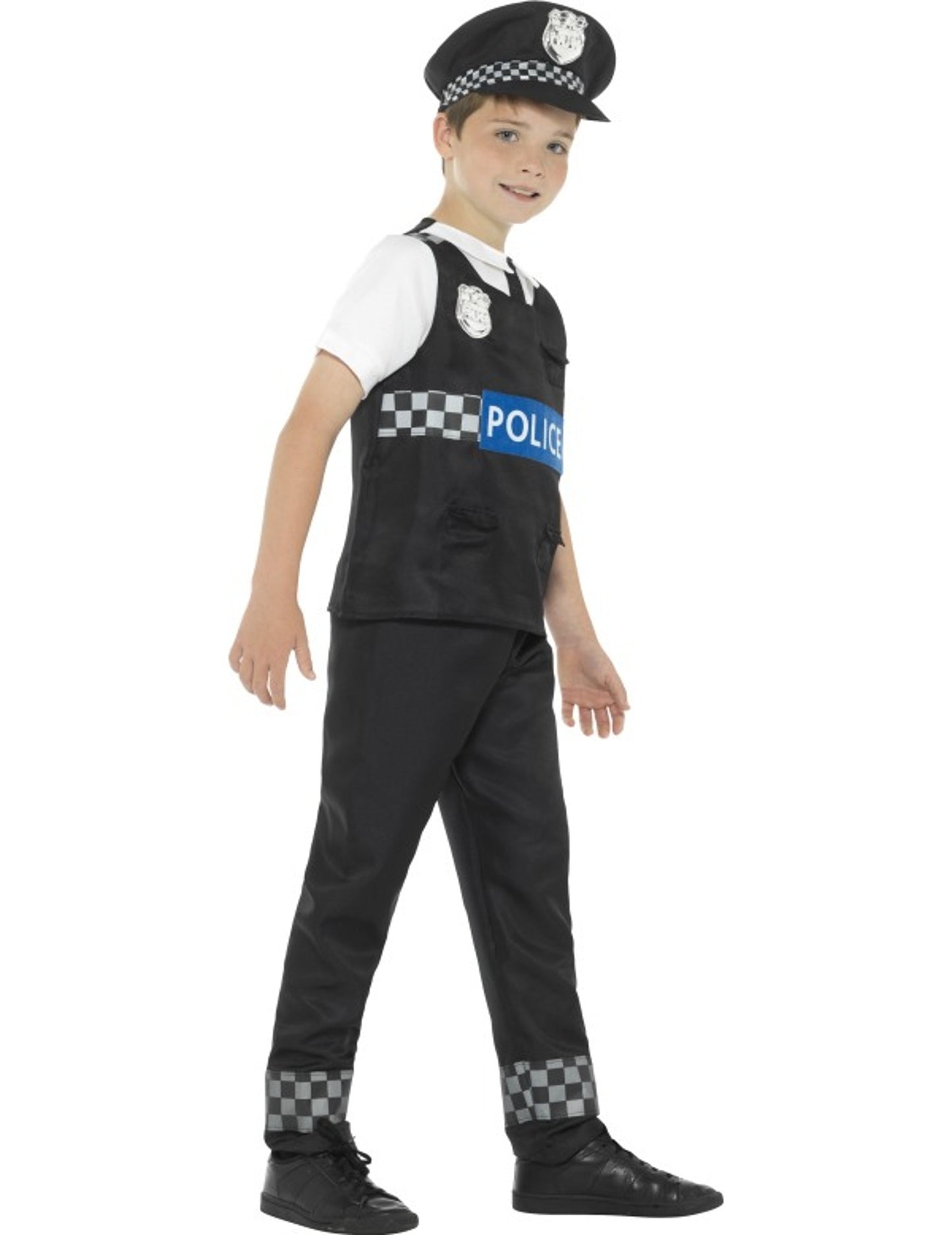 Costumul poliției băiatului alb -negru