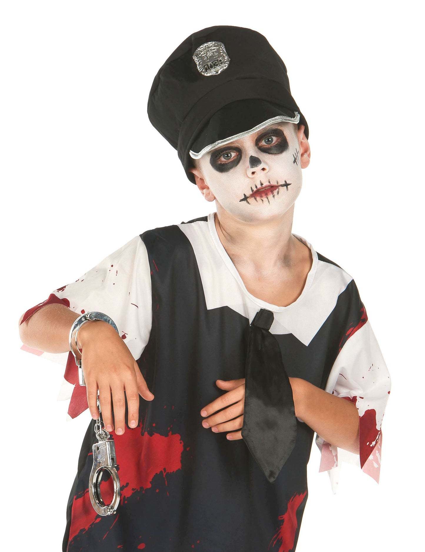 Costum de poliție Copii zombie alb -negru