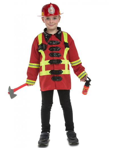 Costum de pompier cu accesorii pentru copil roșu cu cască și topor