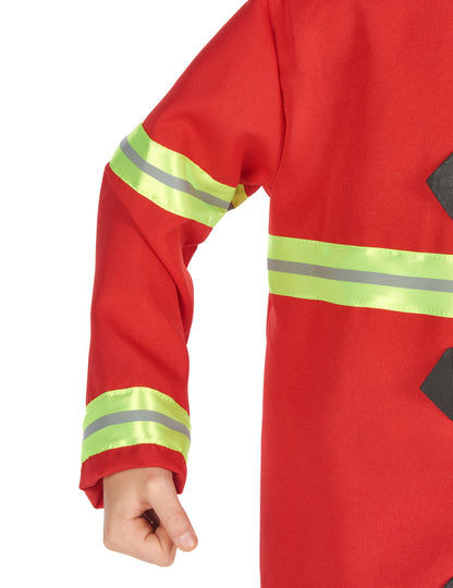 Détail de la manche et des bandes réfléchissantes du déguisement de pompier pour enfant