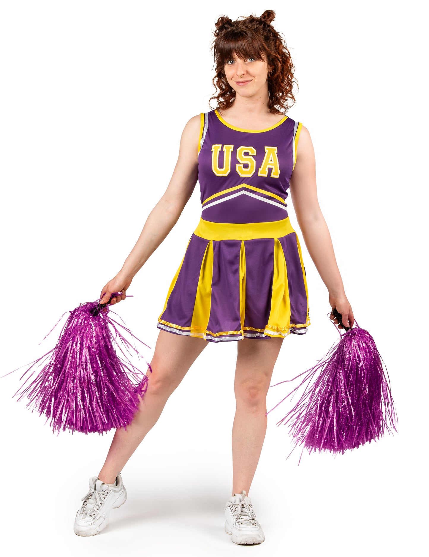 Pompom Girl SUA Costum Violet și Galben Woman