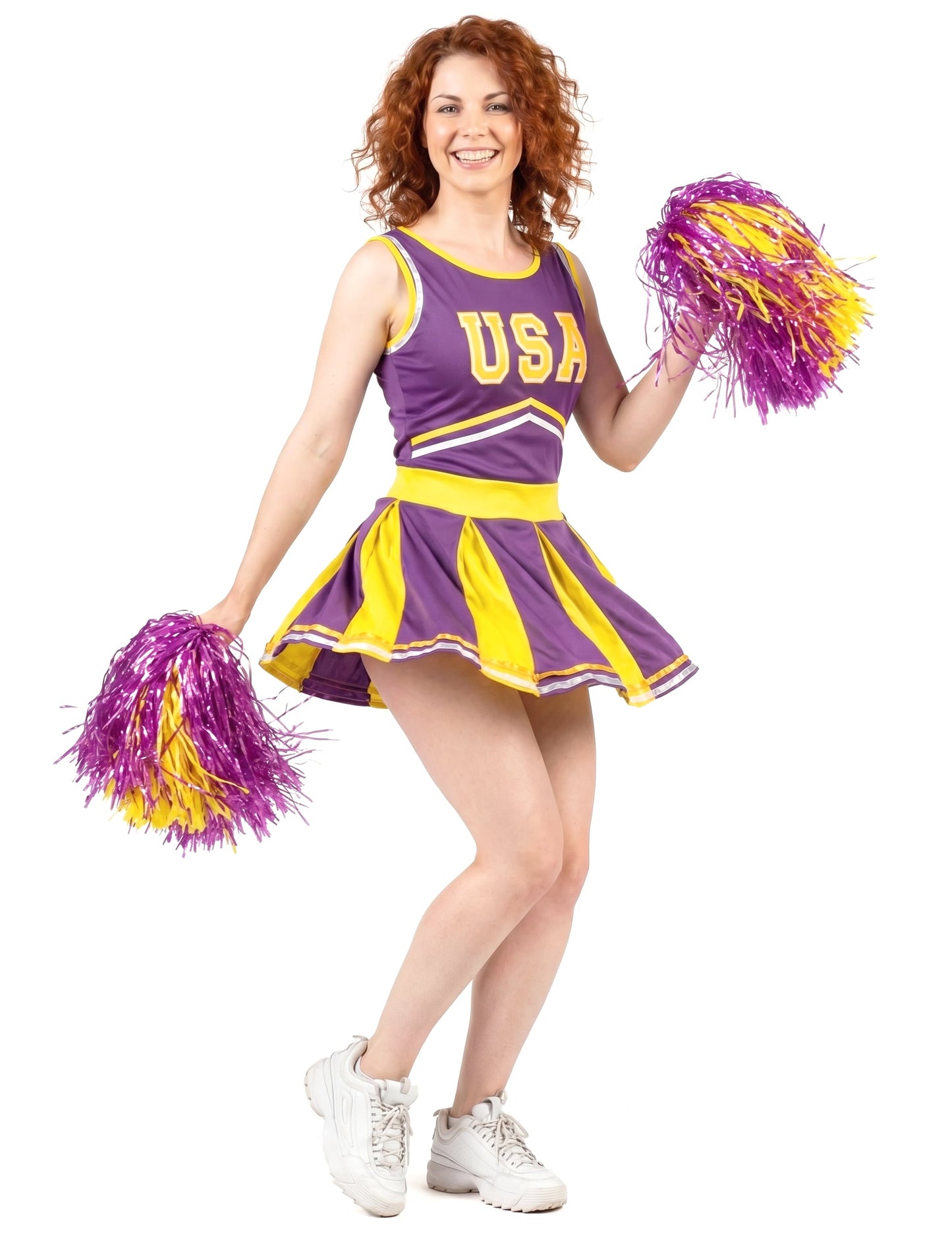 Pompom Girl SUA Costum Violet și Galben Woman