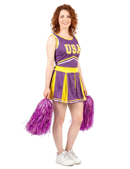Pompom Girl SUA Costum Violet și Galben Woman