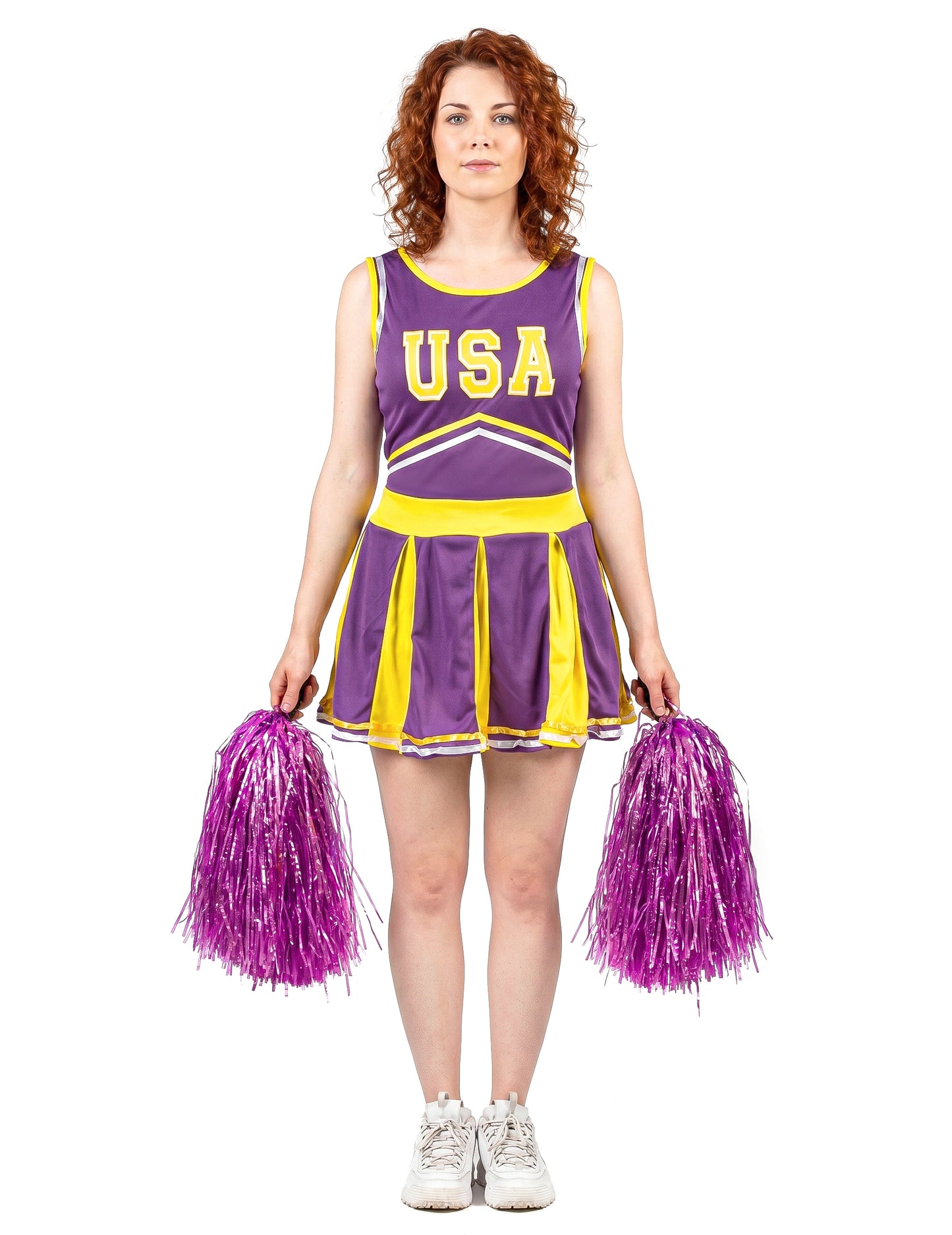 Pompom Girl SUA Costum Violet și Galben Woman