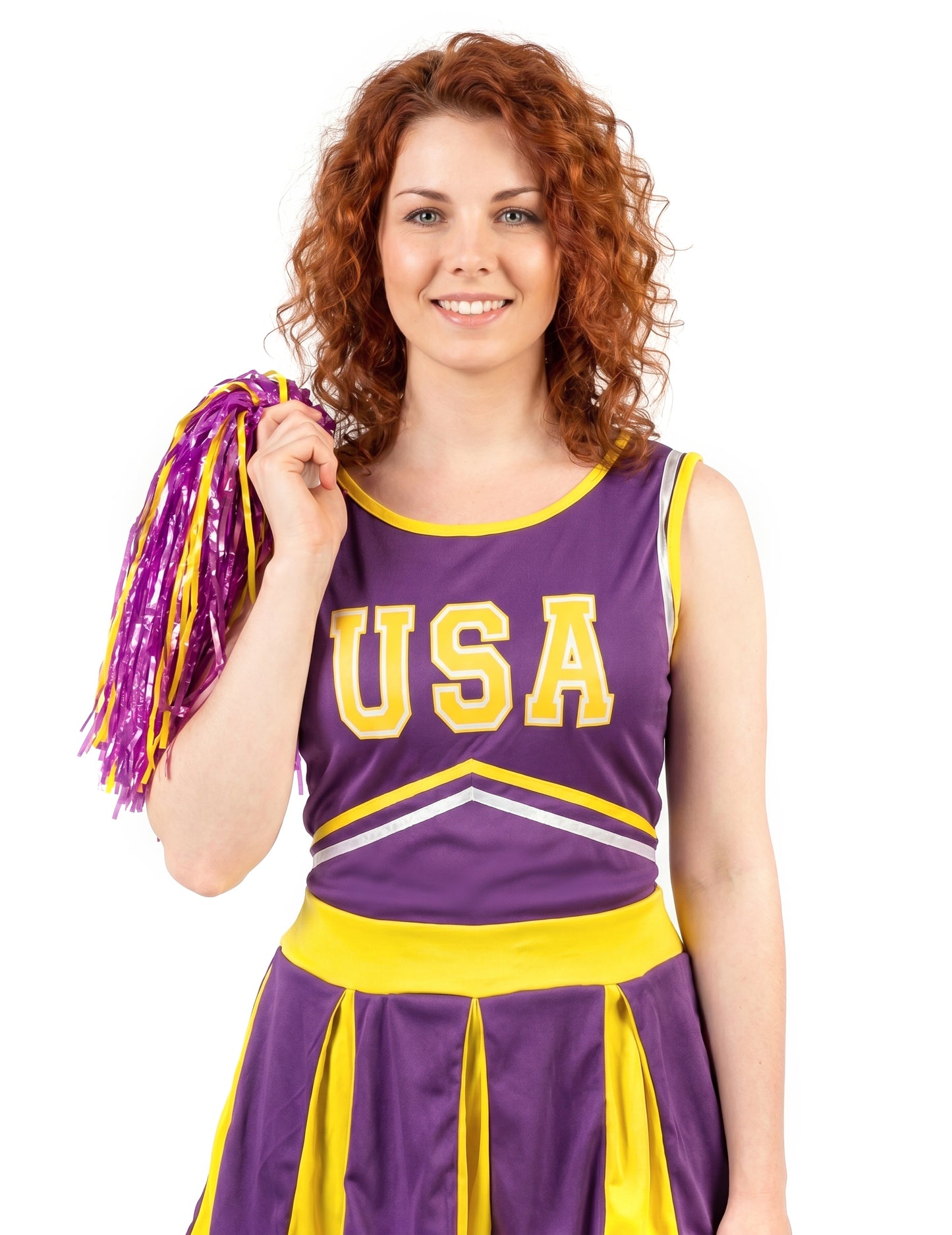 Pompom Girl SUA Costum Violet și Galben Woman