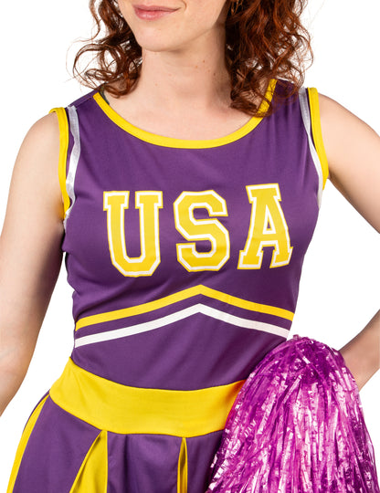 Pompom Girl SUA Costum Violet și Galben Woman