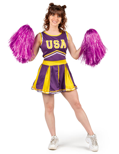 Pompom Girl SUA Costum Violet și Galben Woman