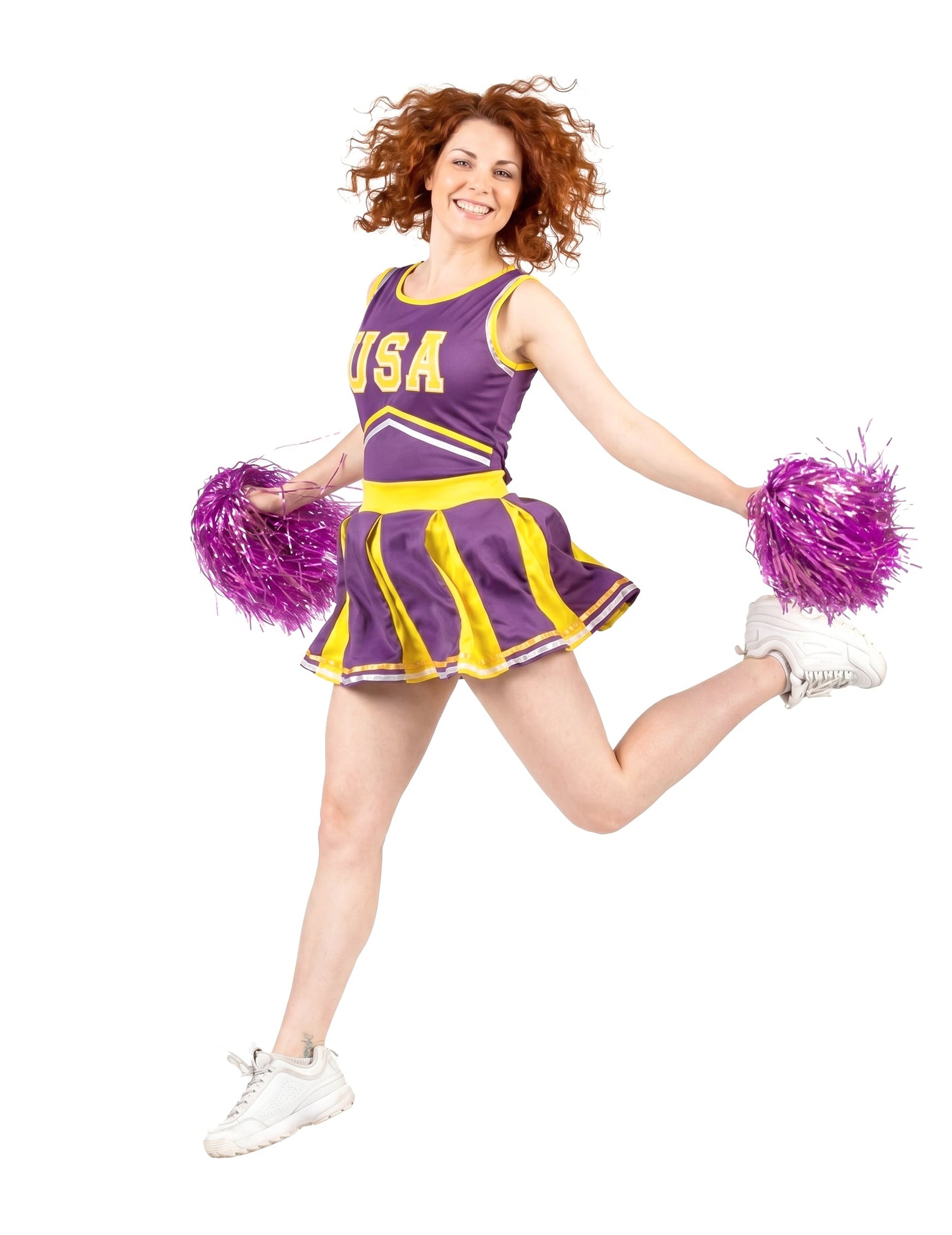 Pompom Girl SUA Costum Violet și Galben Woman