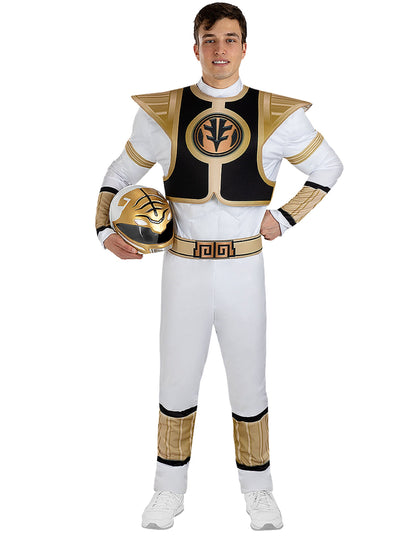 Costum Power Ranger alb pentru adulți