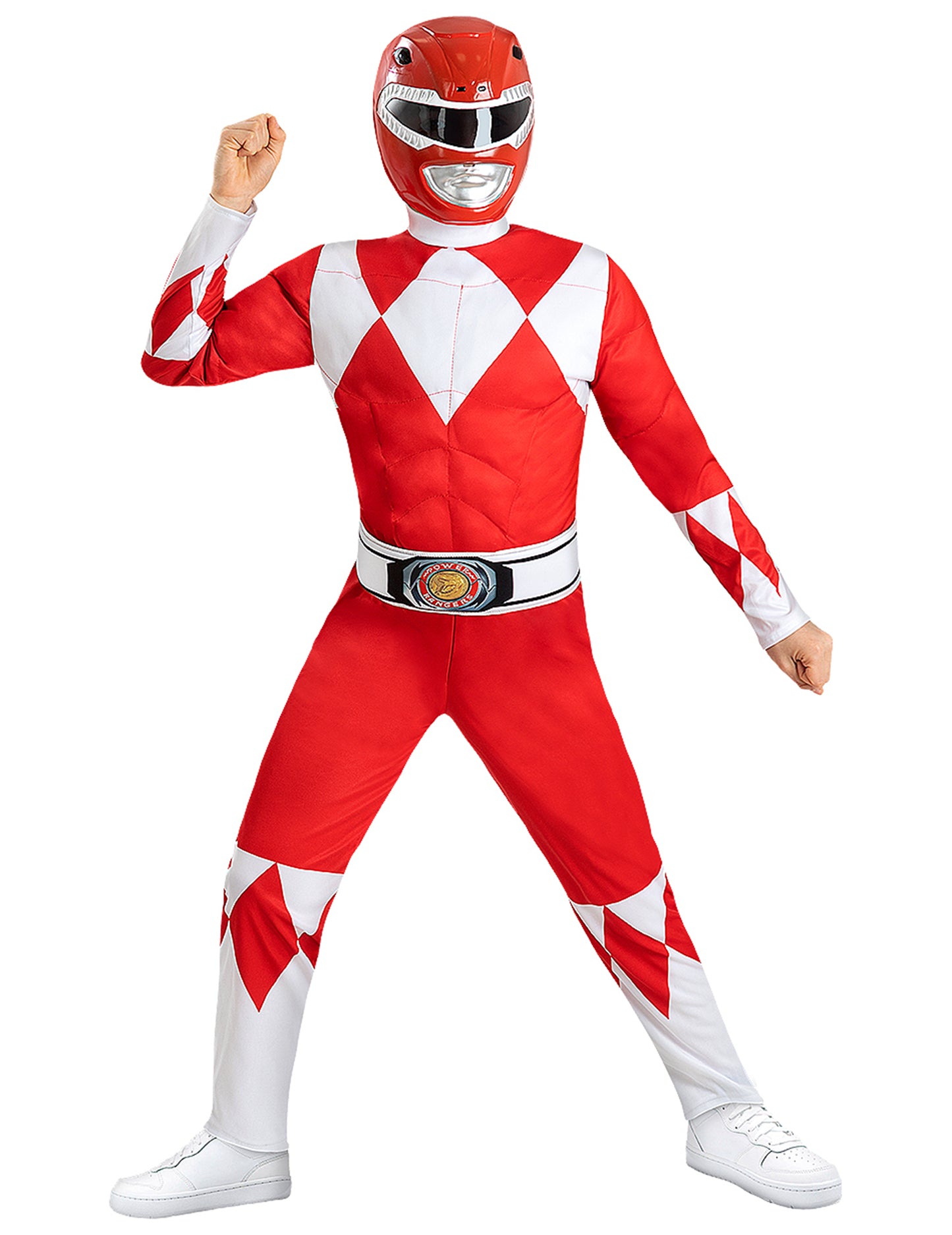 Costum rosu muscular Power Ranger pentru copii