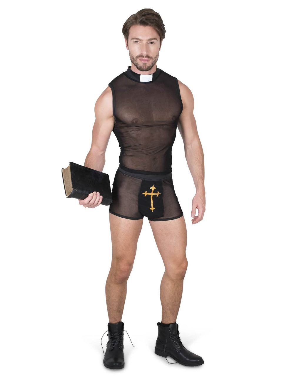Biblie ținută în mână pentru costumul de preot păcătos pentru bărbat